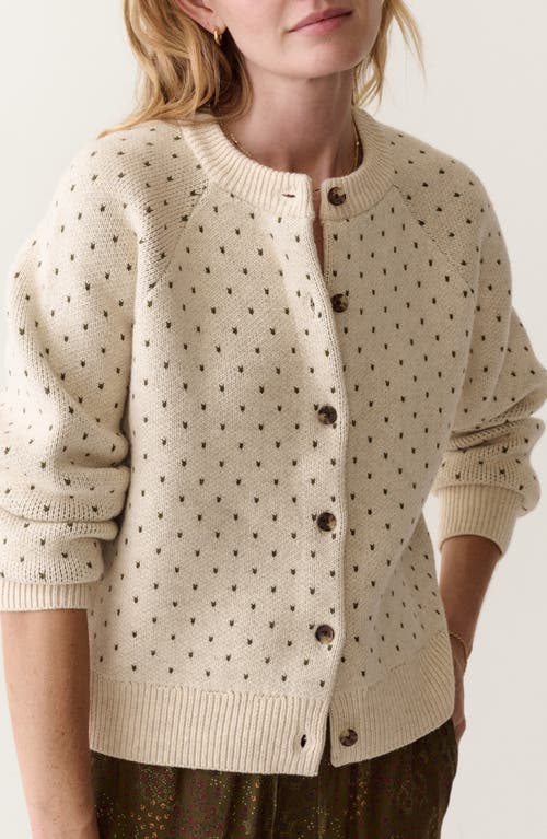 Marine Layer Iris Cotton Blend Cardigan In Oatmeal And Olive