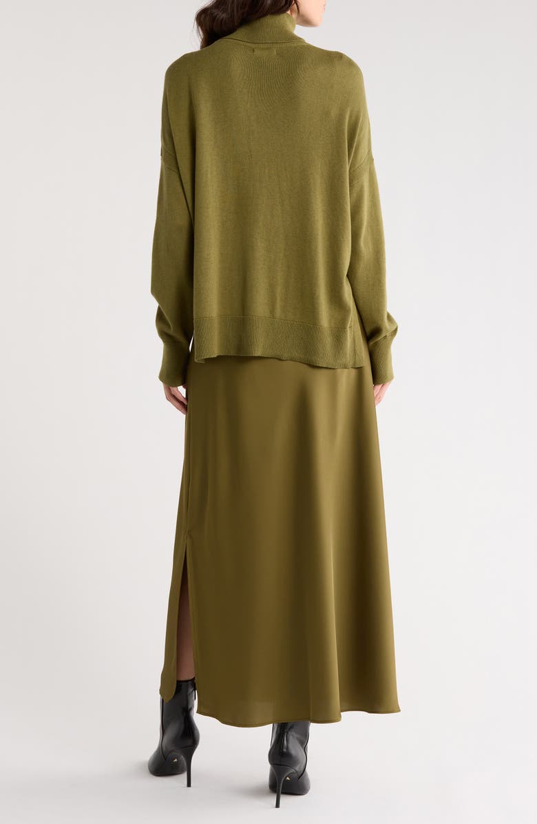 Halogen<sup>®</sup> Turtleneck Sweater & Satin Slipdress Set, Alternate, color, Basil