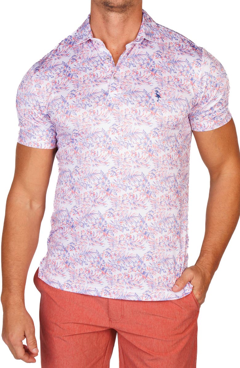 TailorByrd Multicolor Hibiscus Performance Golf Polo, Alternate, color, Purple Multi