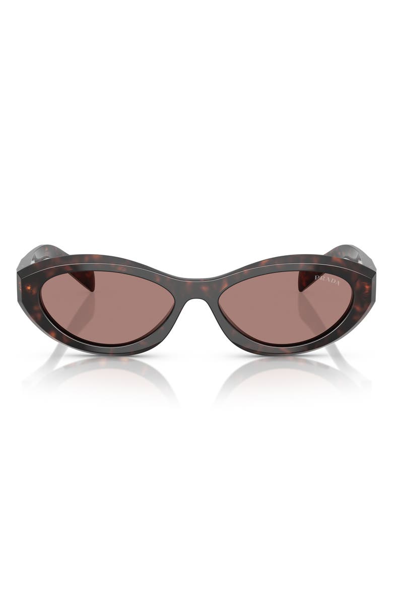 Prada 56mm Oval Sunglasses, Main, color, Brown Tortoise