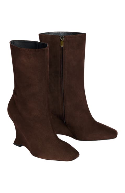 Wedge Ankle Boots in Suede