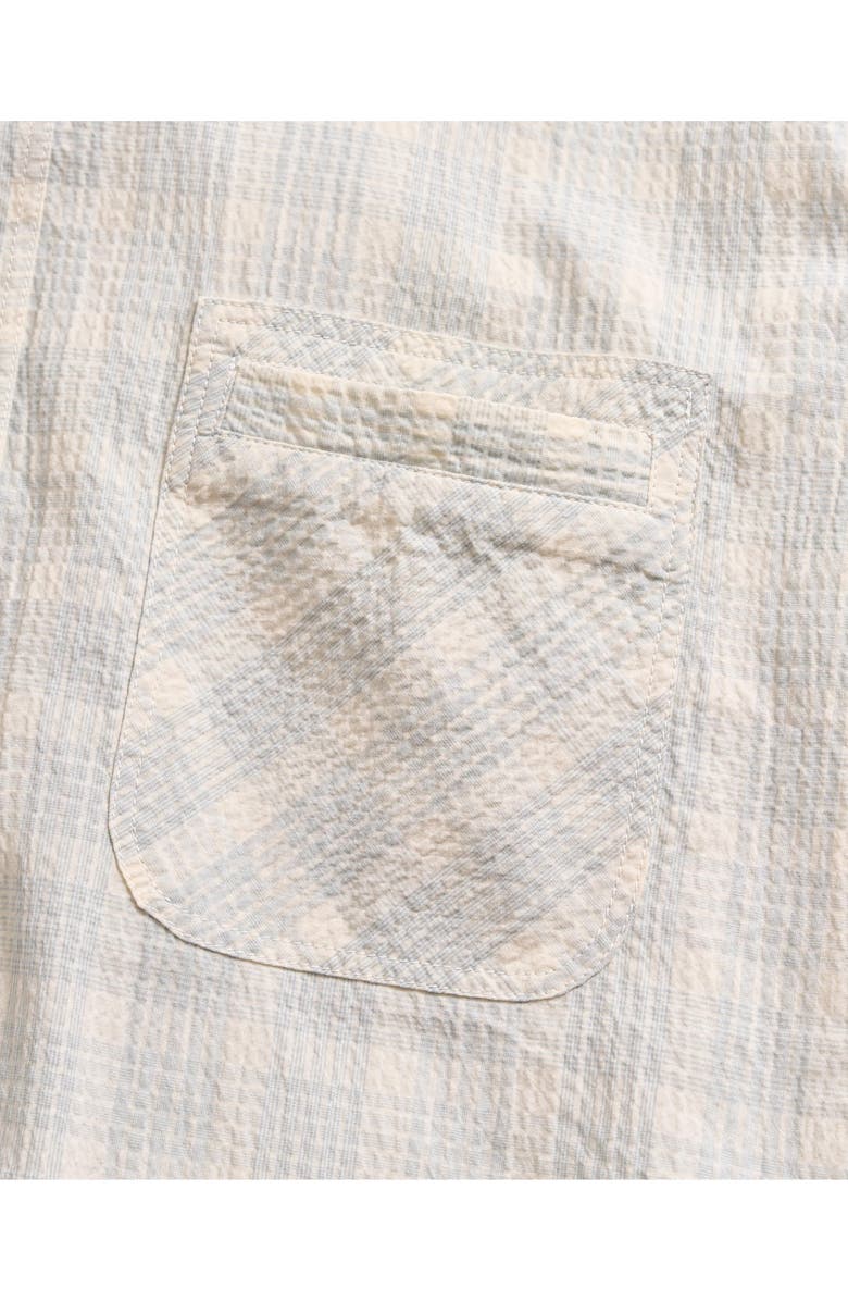Billy Reid Donels Plaid Short Sleeve Cotton Seersucker Button-Up Shirt, Alternate, color, Dew Blue