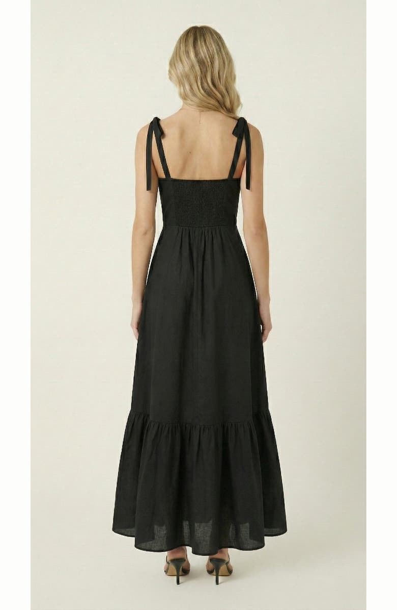 Modenaire Sweetheart Neck Tie Straps Maxi Dress, Alternate, color, Black
