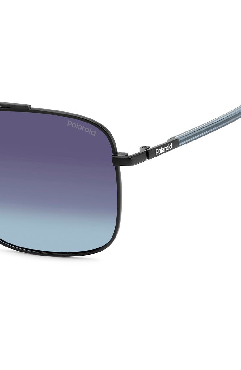 Polaroid 59mm Polarized Navigator Sunglasses, Alternate, color, Matte Black/ Blue Sf Polar