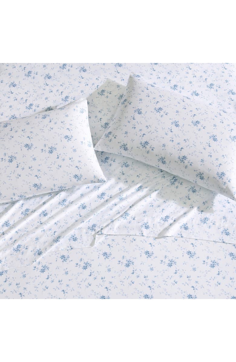 Laura Ashley Garden 300 Thread Count Cotton Set of 2 Pillowcases, Alternate, color, Blue