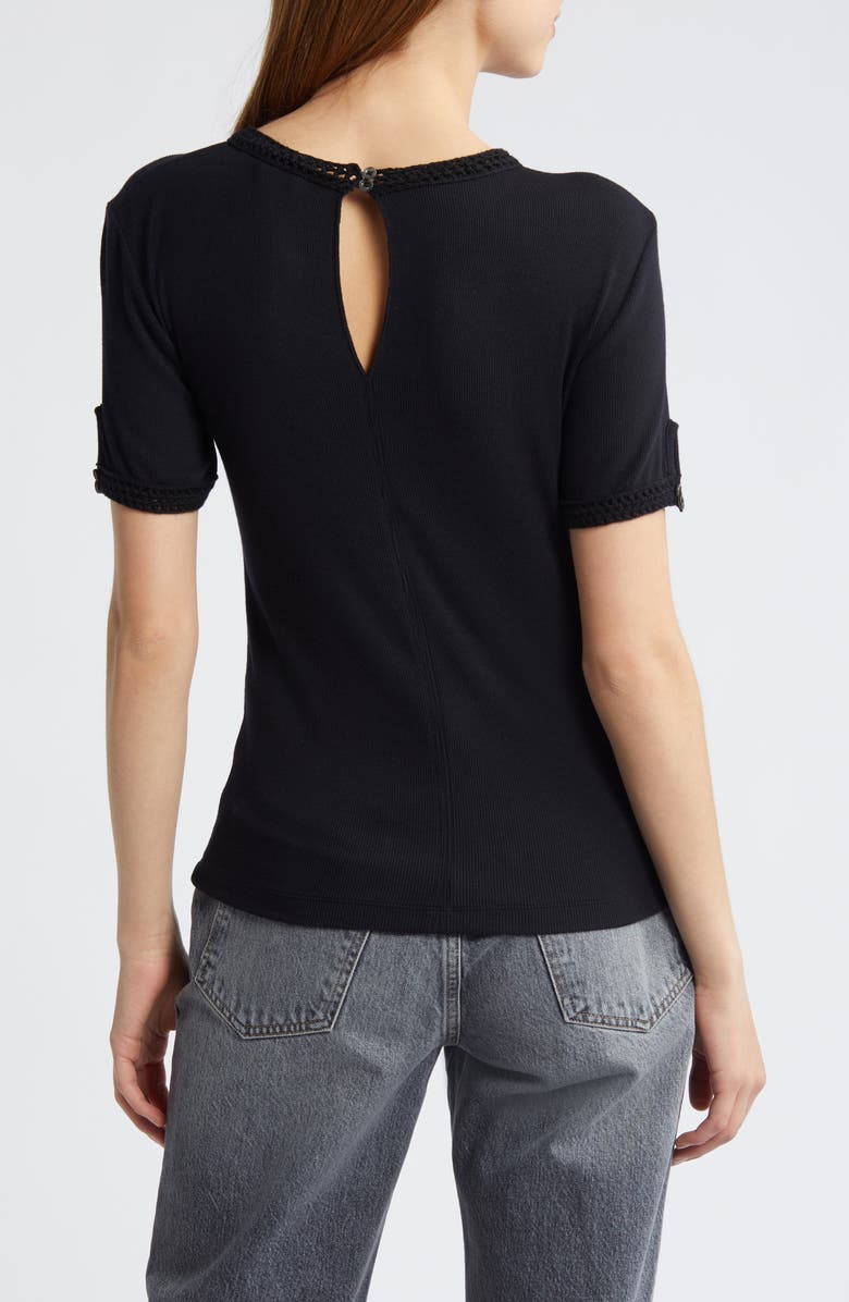 FRAME Crochet Trim Stretch Modal T-Shirt, Alternate, color,
