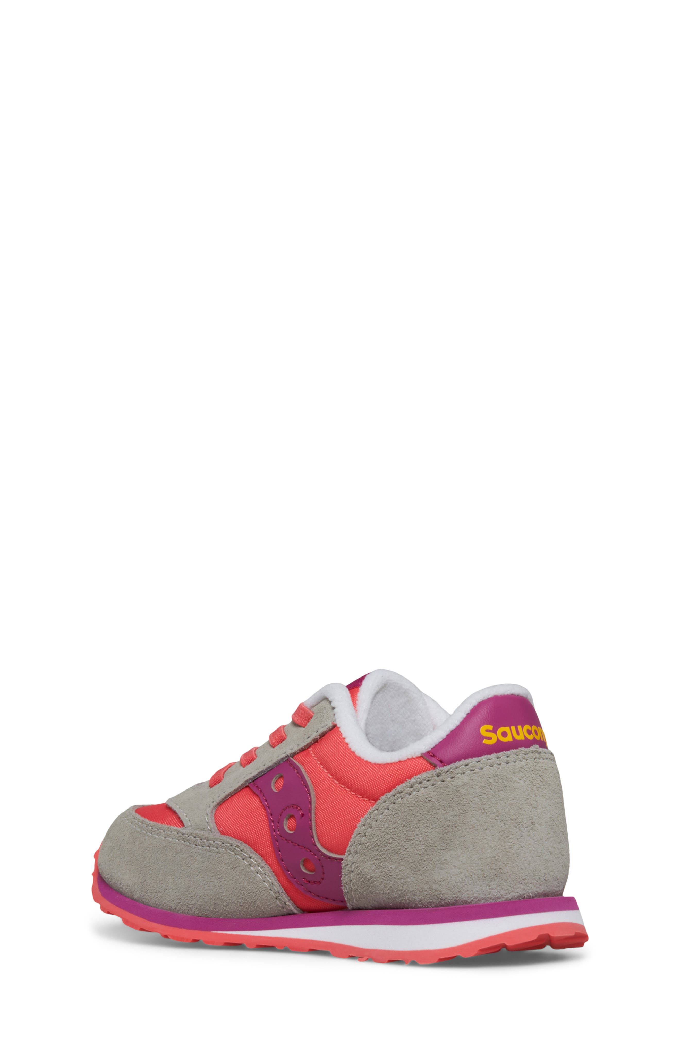 Saucony Kids' Jazz Sneaker, Alternate, color, Grey/ Purple/ Coral