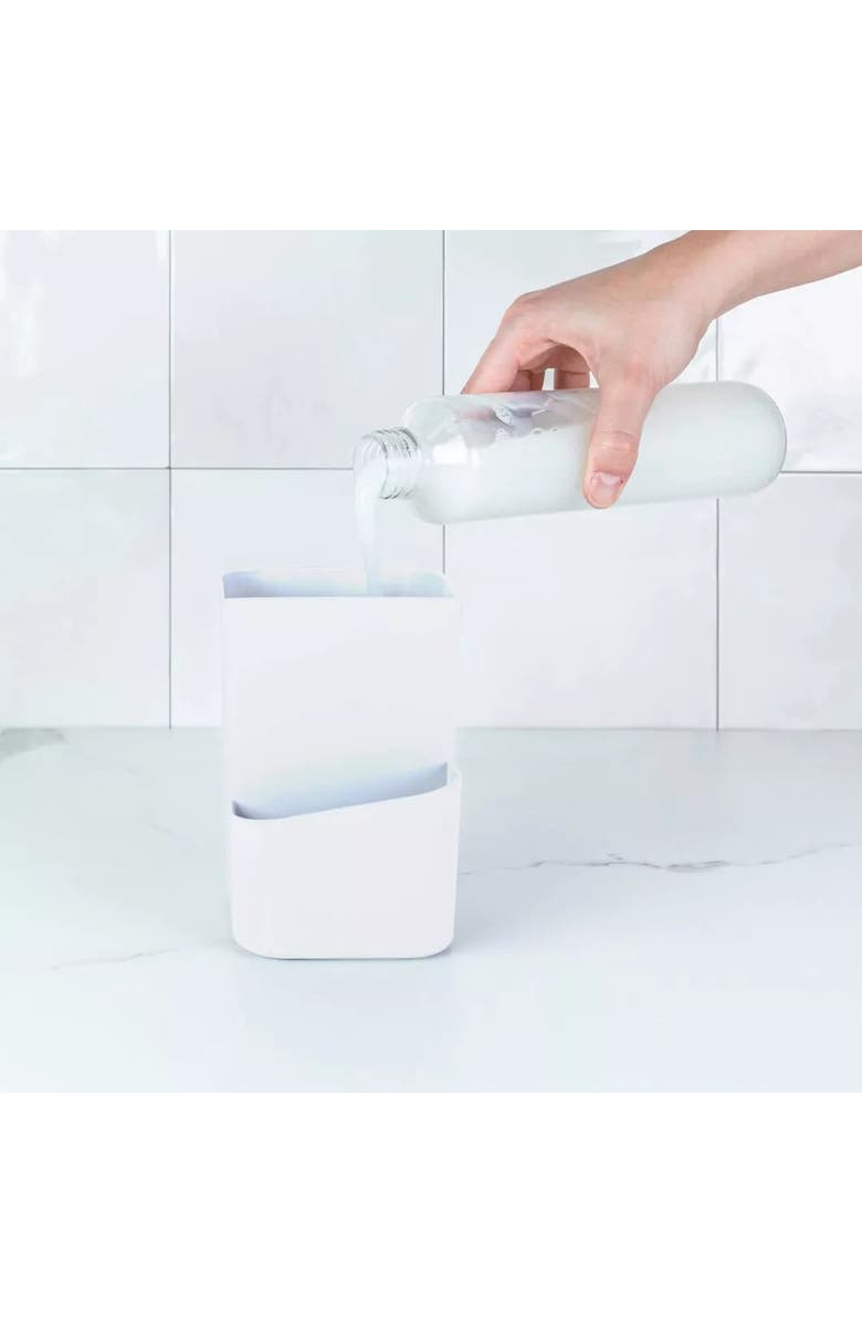 OU Durable Kitchen Soap Dispenser Organizer with Sponge Holder and Drainage, 22 oz, Alternate, color, White