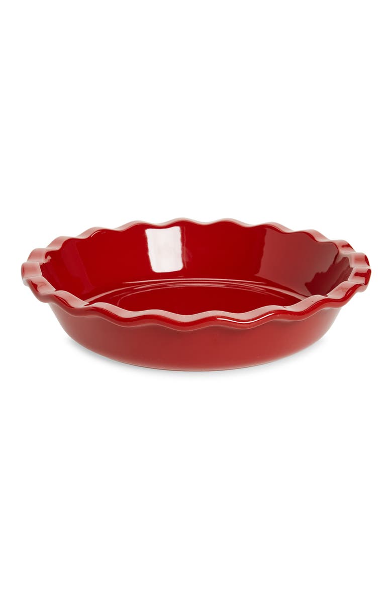 Made in France HR Ceramic 9-inch Pie Dish, Main, color, RED
