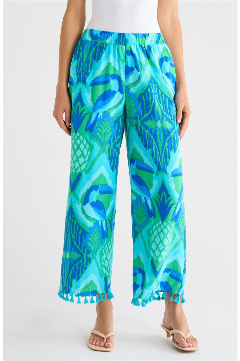 Blissy Tropical Hanie Flare Pants, Main, color, KELLY-BLUE-MULTI
