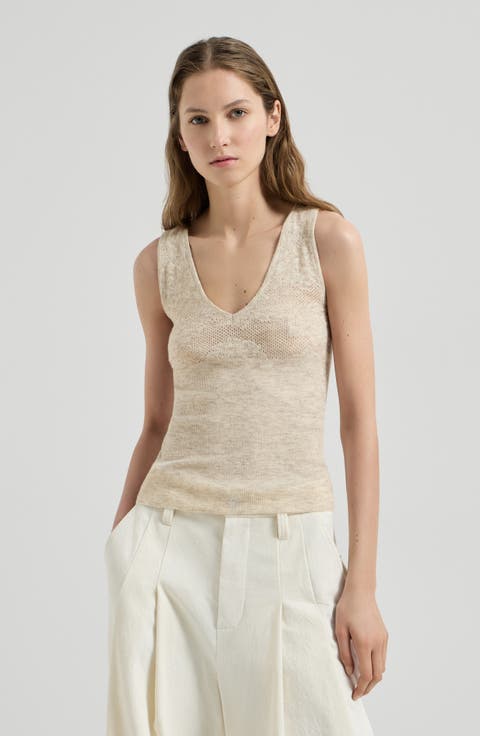 Silk, alpaca and wool flower lace knit top