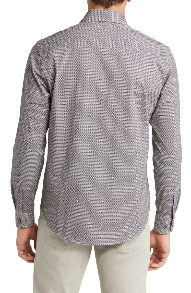 Bugatchi James OoohCotton<sup>®</sup> Geometric Print Button-Up Shirt, Alternate, color, Desert