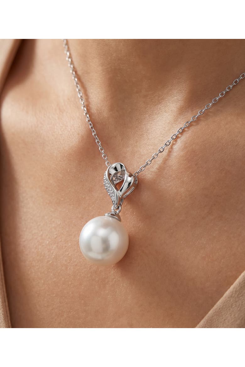 White South Sea Pearl & Diamond Melissa Pendant, Alternate, color, White Gold