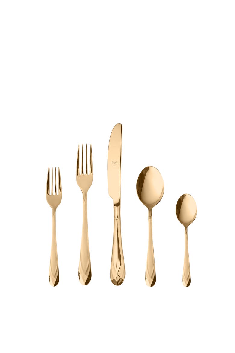 Diamante Flatware Set - 5 Pieces, Main, color, Gold