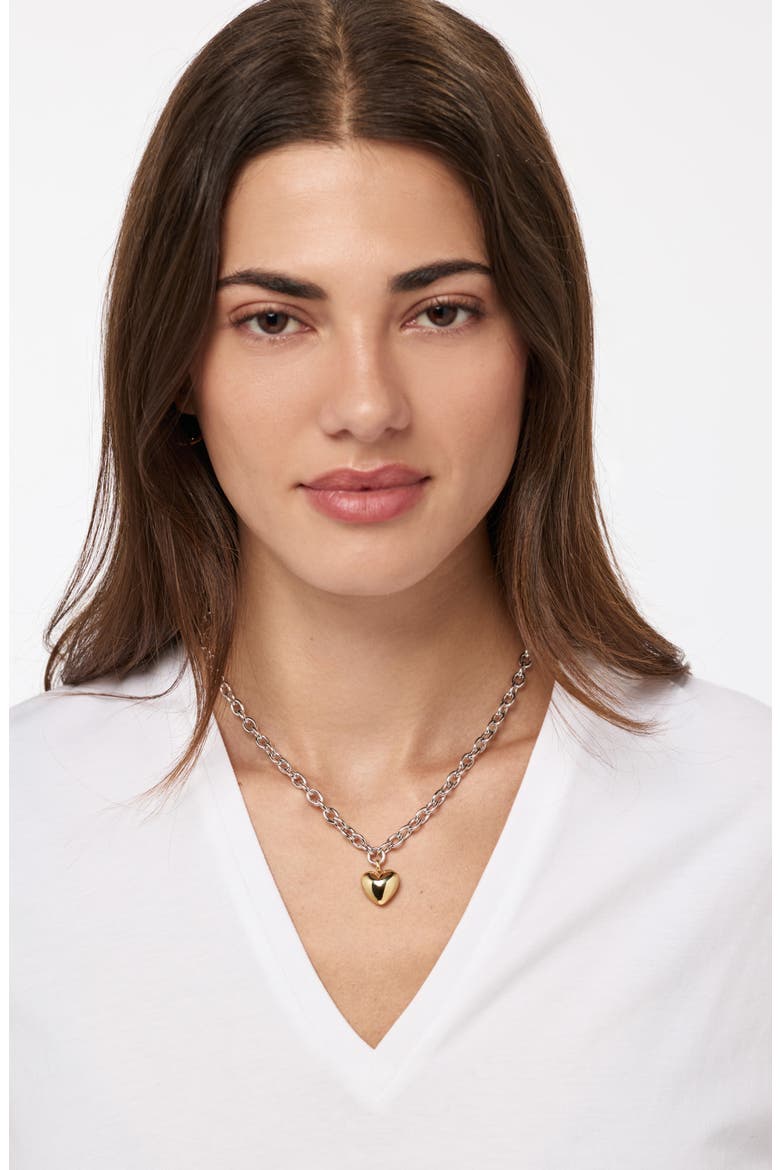 Heart Pendant Necklace, Alternate, color, GOLD / SILVER