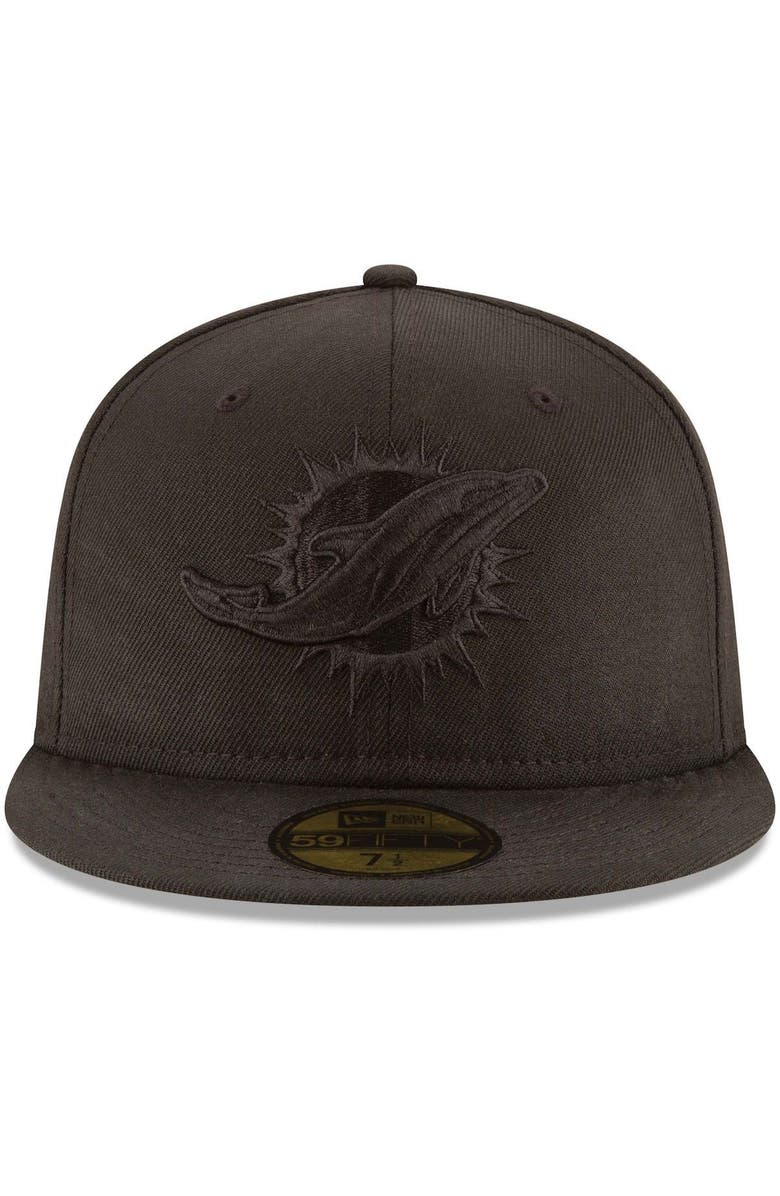 New Era Men's New Era Miami Dolphins Black on Black 59FIFTY Fitted Hat, Alternate, color, 