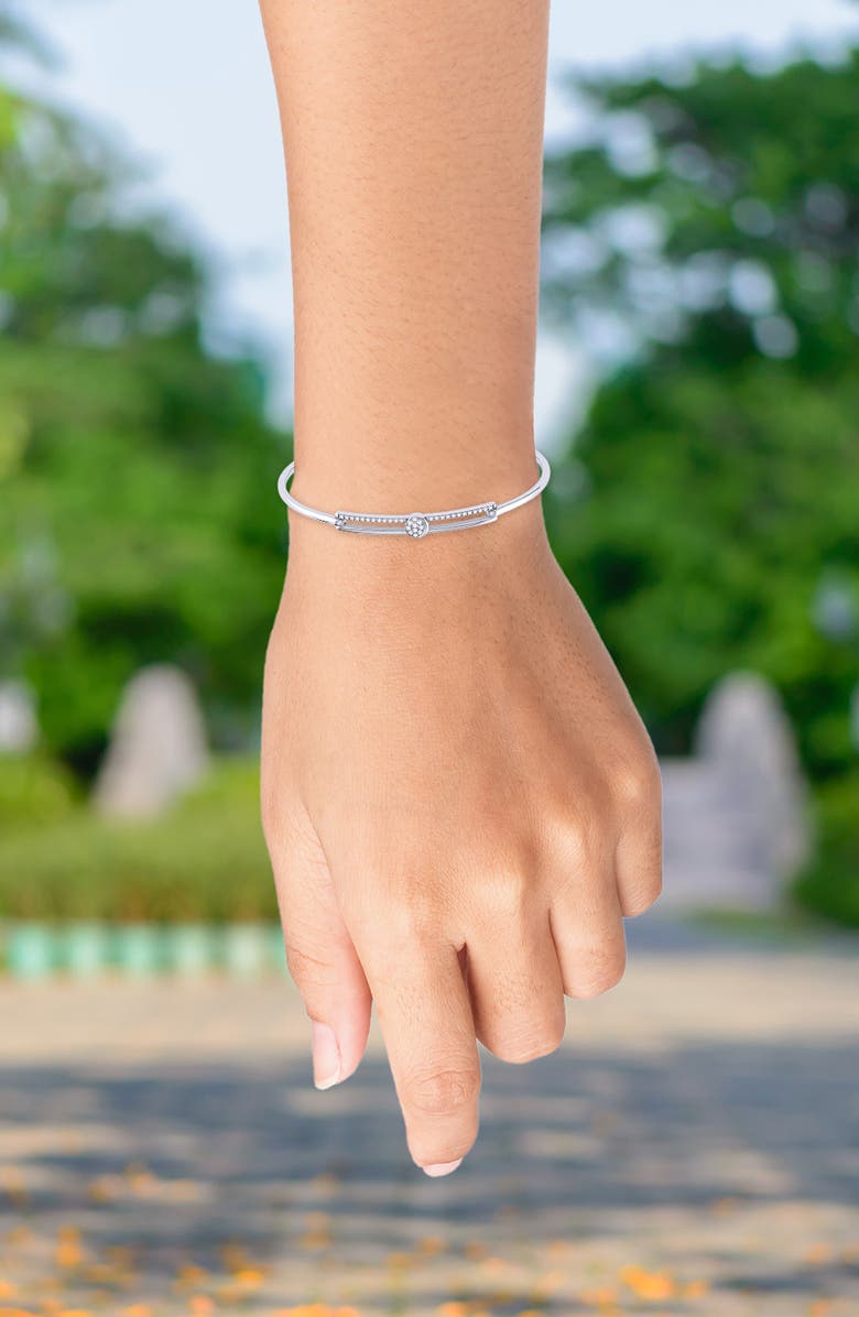 LuvMyJewelry Moon Lit Phases Diamond Bangle Bracelet, Alternate, color, Silver