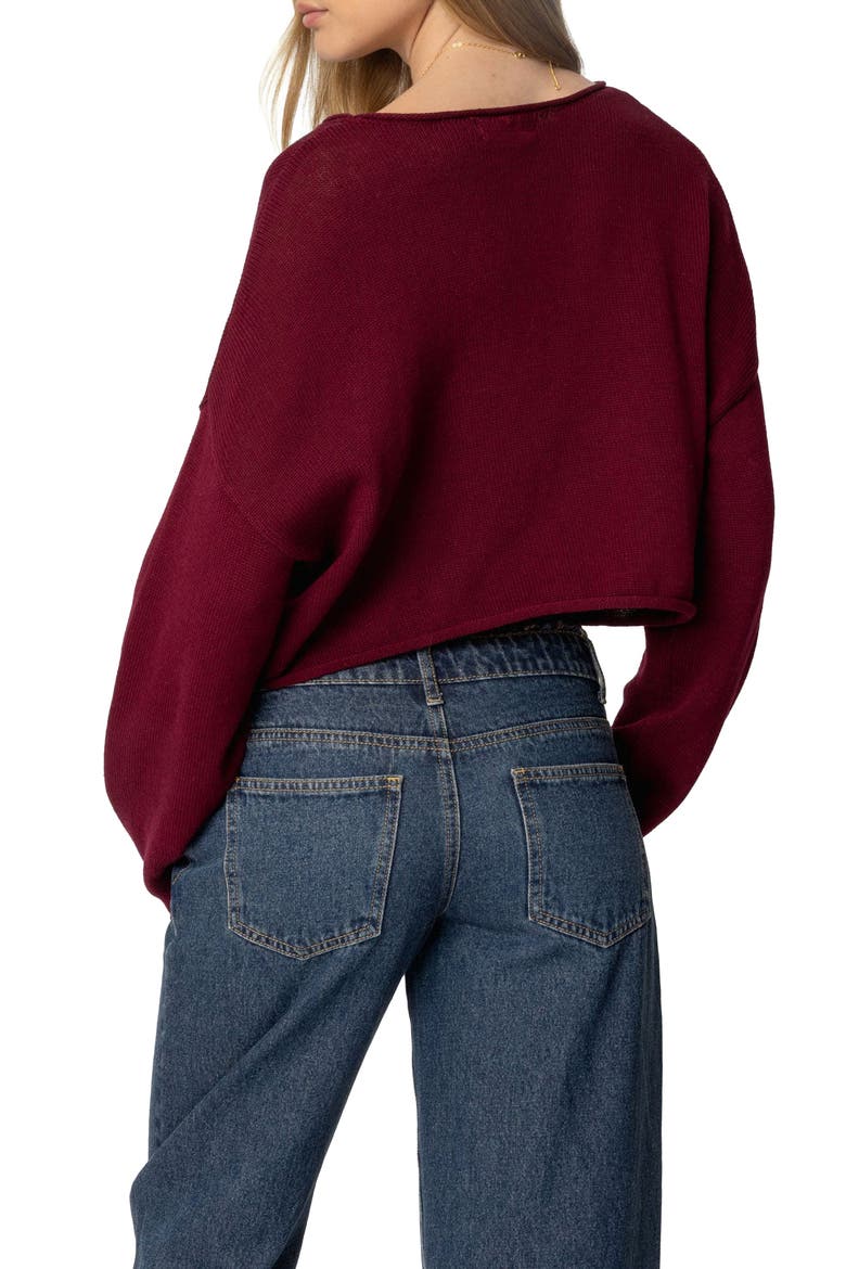 Shyrah Oversize Crop Sweater, Alternate, color, BURGUNDY