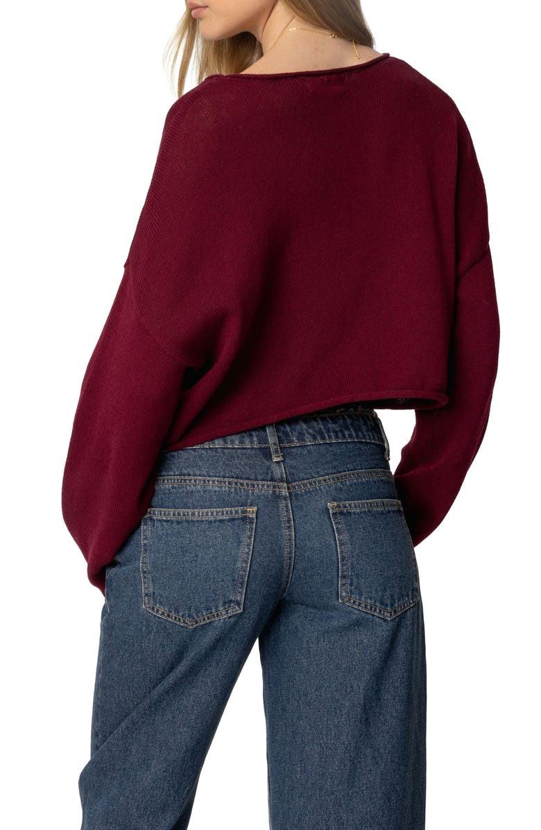 EDIKTED Shyrah Oversize Crop Sweater, Alternate, color, Burgundy