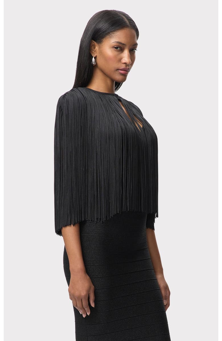 Herve Leger Icon Fringe Cape, Alternate, color, Black