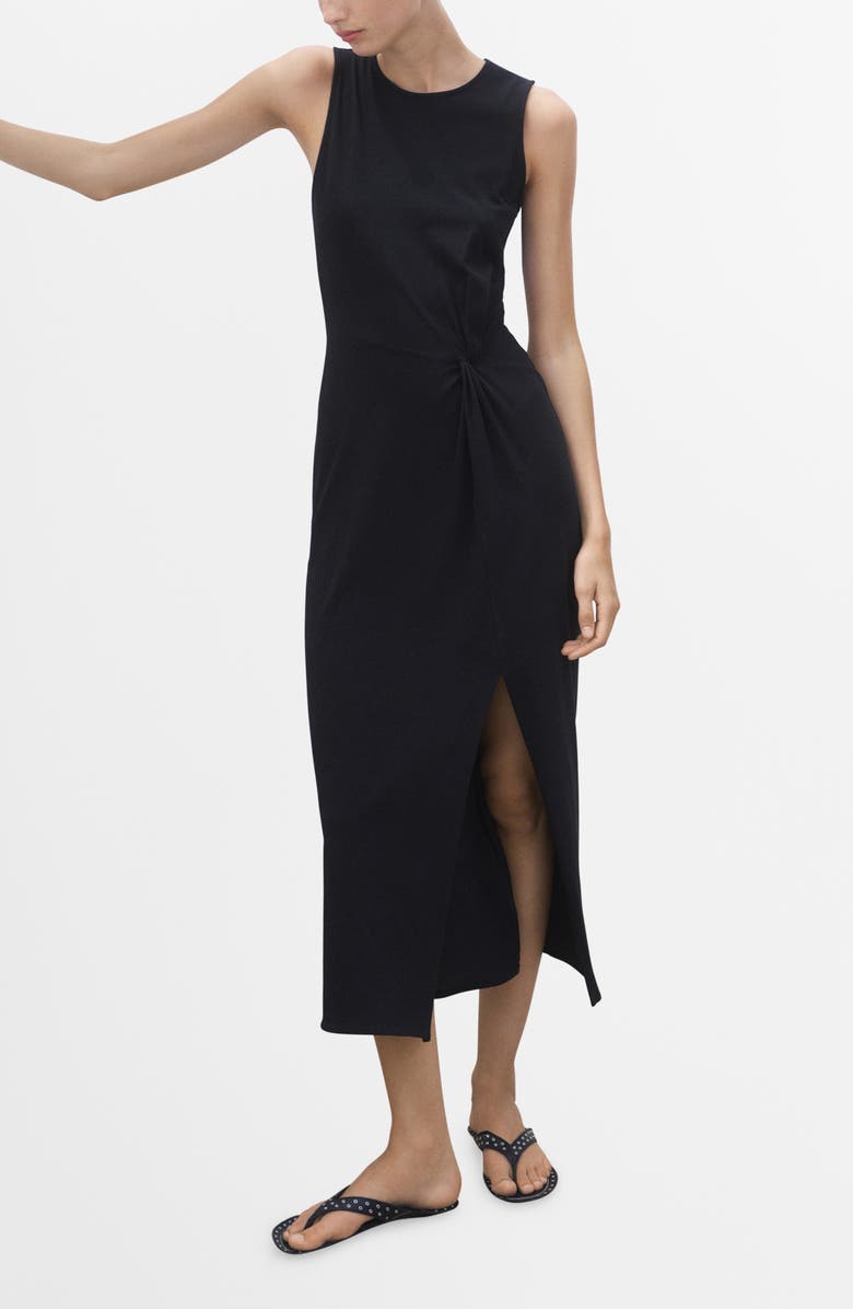 MANGO Sleeveless Midi Dress, Main, color, Black