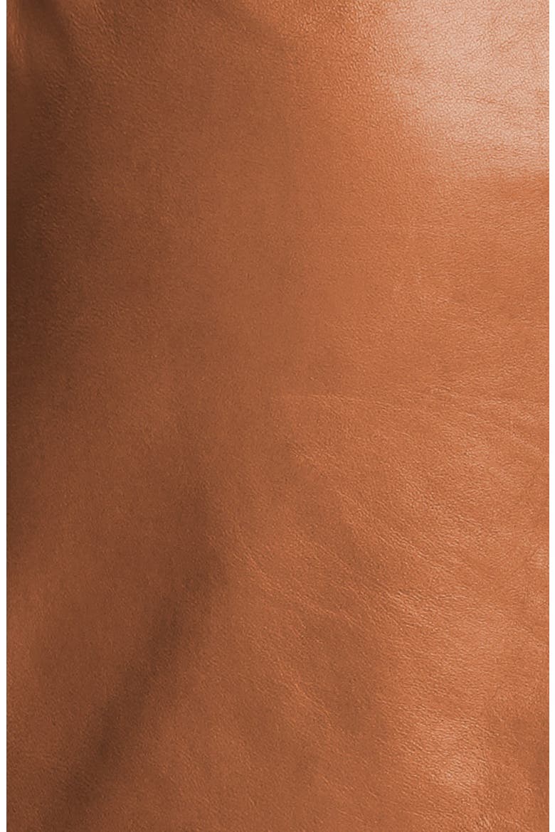 Zip Pocket Leather Skirt, Alternate, color, LUGGAGE