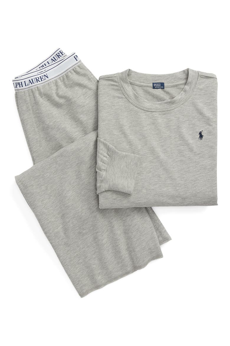 Sweatshirt & Wide Leg Pajamas, Alternate, color, HEATHER GREY