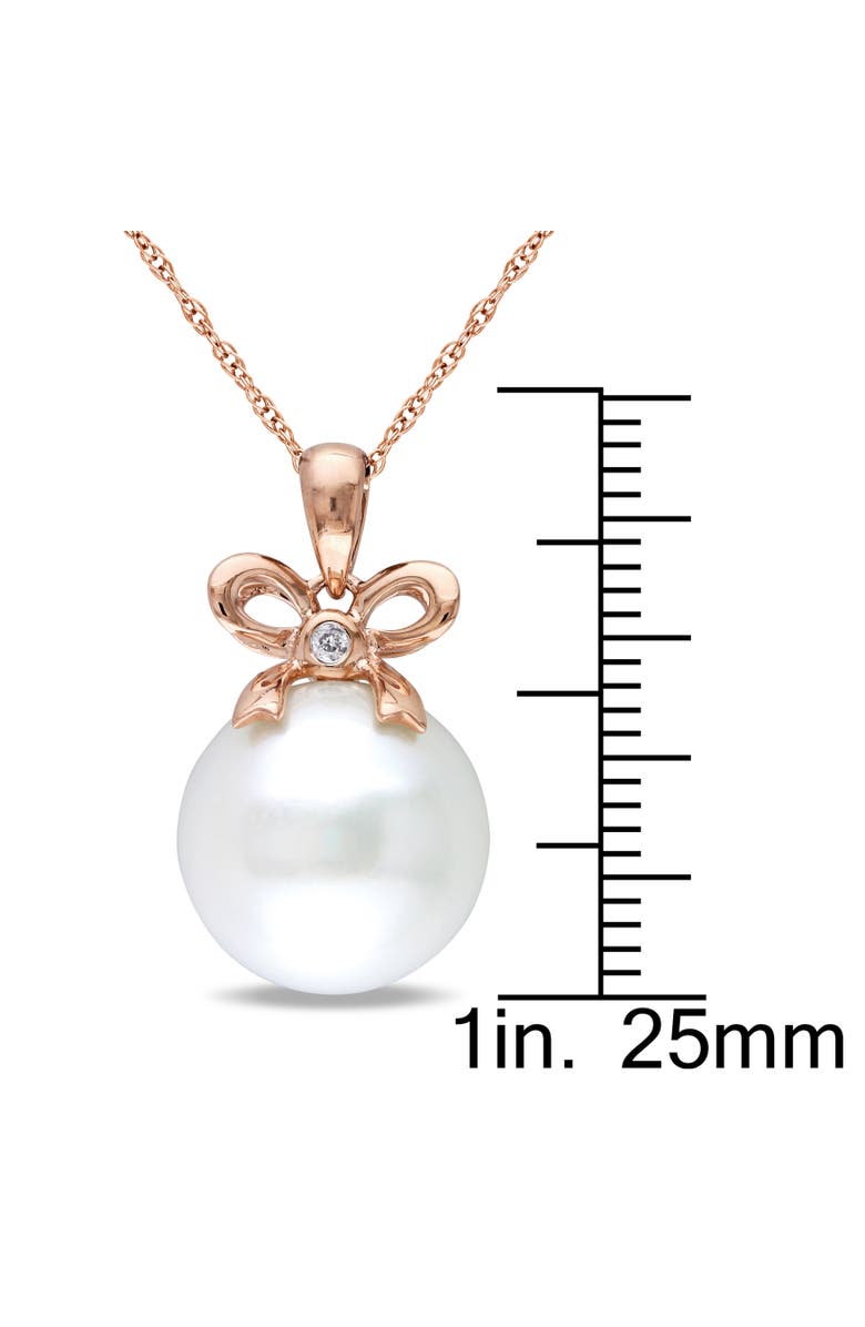 Julianna B. Cultured Pearl & Diamond Bow Drop Necklace 10k, Alternate, color, Pearl
