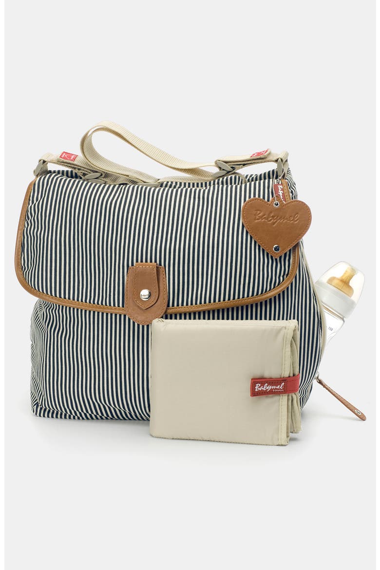 'Satchel' Diaper Bag, Alternate, color, NAVY STRIPE