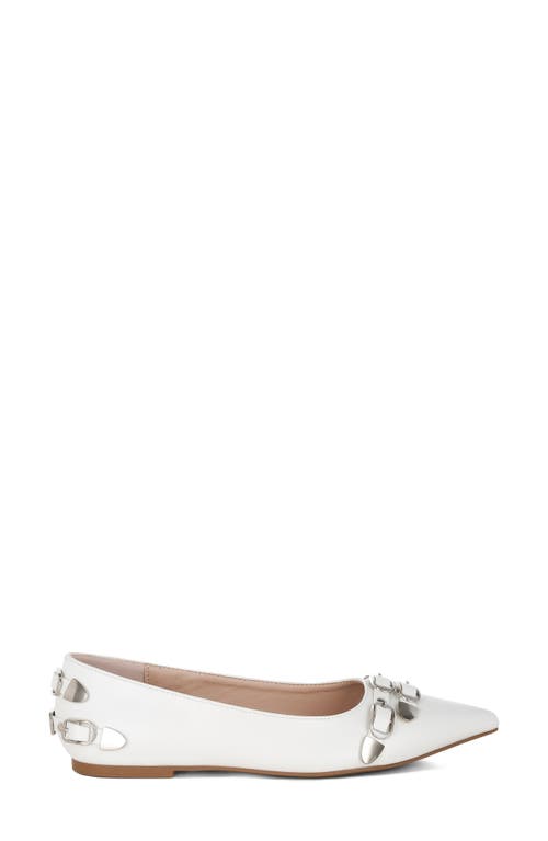 London Rag Golini Buckle Ballet Flat In White