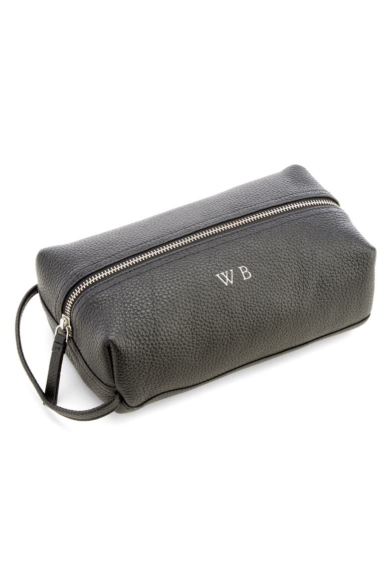 Personalized Small Toiletry Bag, Alternate, color, BLACK - SILVER FOIL