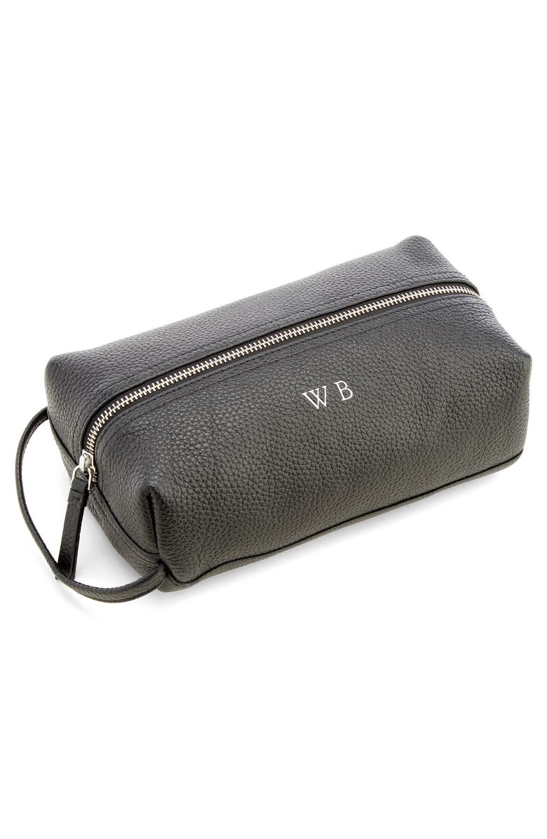 ROYCE New York Personalized Small Toiletry Bag, Alternate, color, Black - Deboss