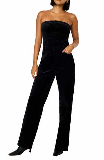 Good American Fit for Success Strapless Velvet Jumpsuit