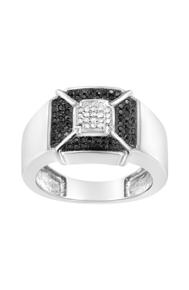 Haus of Brilliance Silver 3/8 Cttw Composite Enhanced Black and White Diamond Men's Band Ring, Alternate, color, White