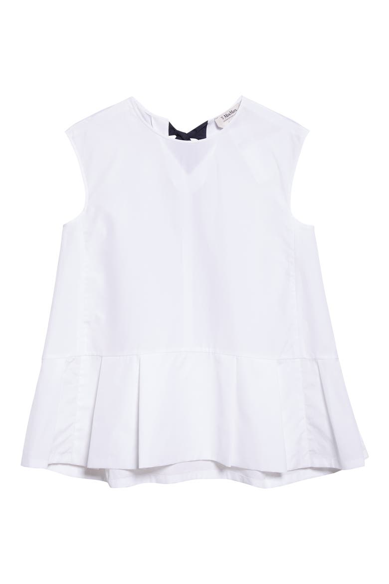 Brava Back Tie Poplin Peplum Top, Alternate, color, WHITE