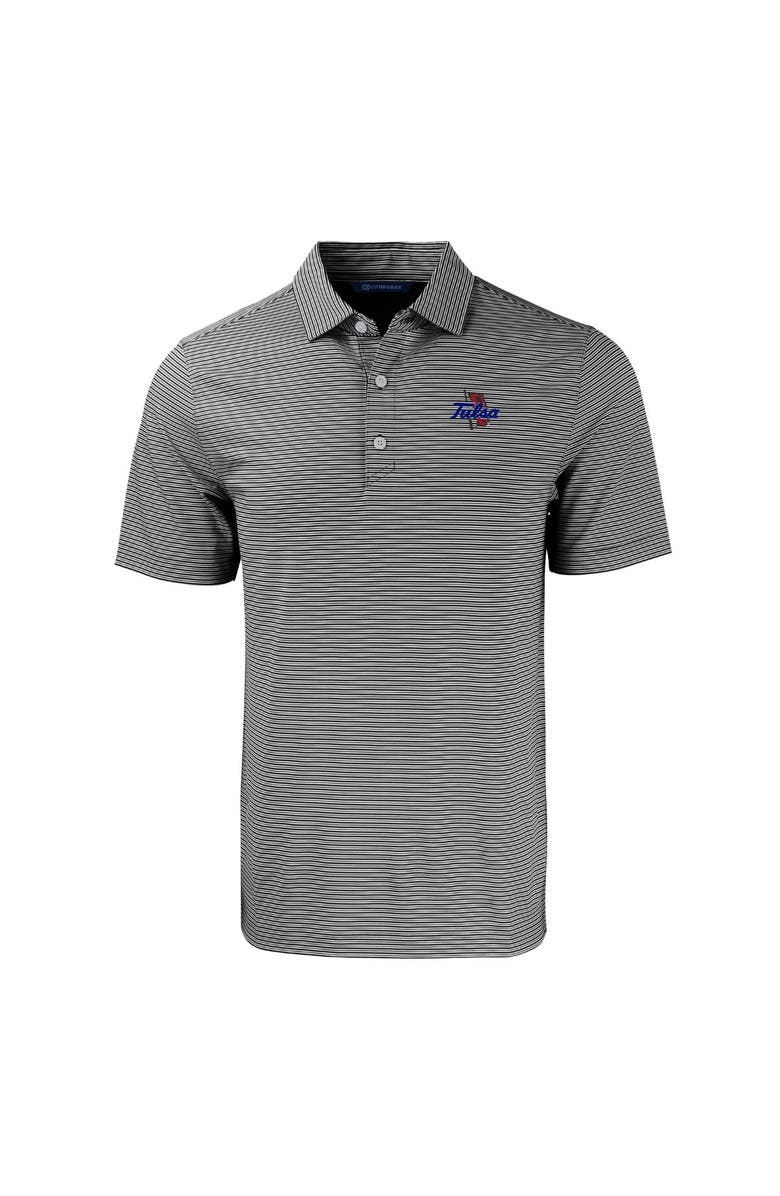 Cutter & Buck Men's Cutter & Buck  Black/White Tulsa Golden Hurricane Forge Eco Double Stripe Stretch Recycled Polo, Alternate, color, 