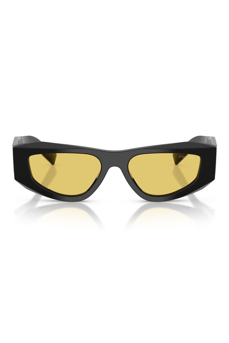 52mm Pillow Sunglasses, Main, color, BLACK / YELLOW