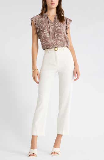 NORDSTROM RACK Tie Neck Ruffle Cap Sleeve Top