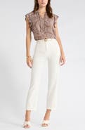 NORDSTROM RACK Tie Neck Ruffle Cap Sleeve Top