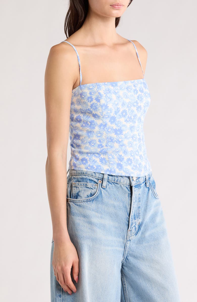Reformation Overland Silk Camisole, Alternate, color, Blue Daisy