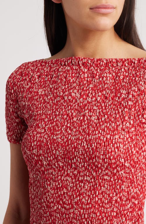Faithfull The Brand Deboni Smocked Cotton Top In Allura Floral - Red