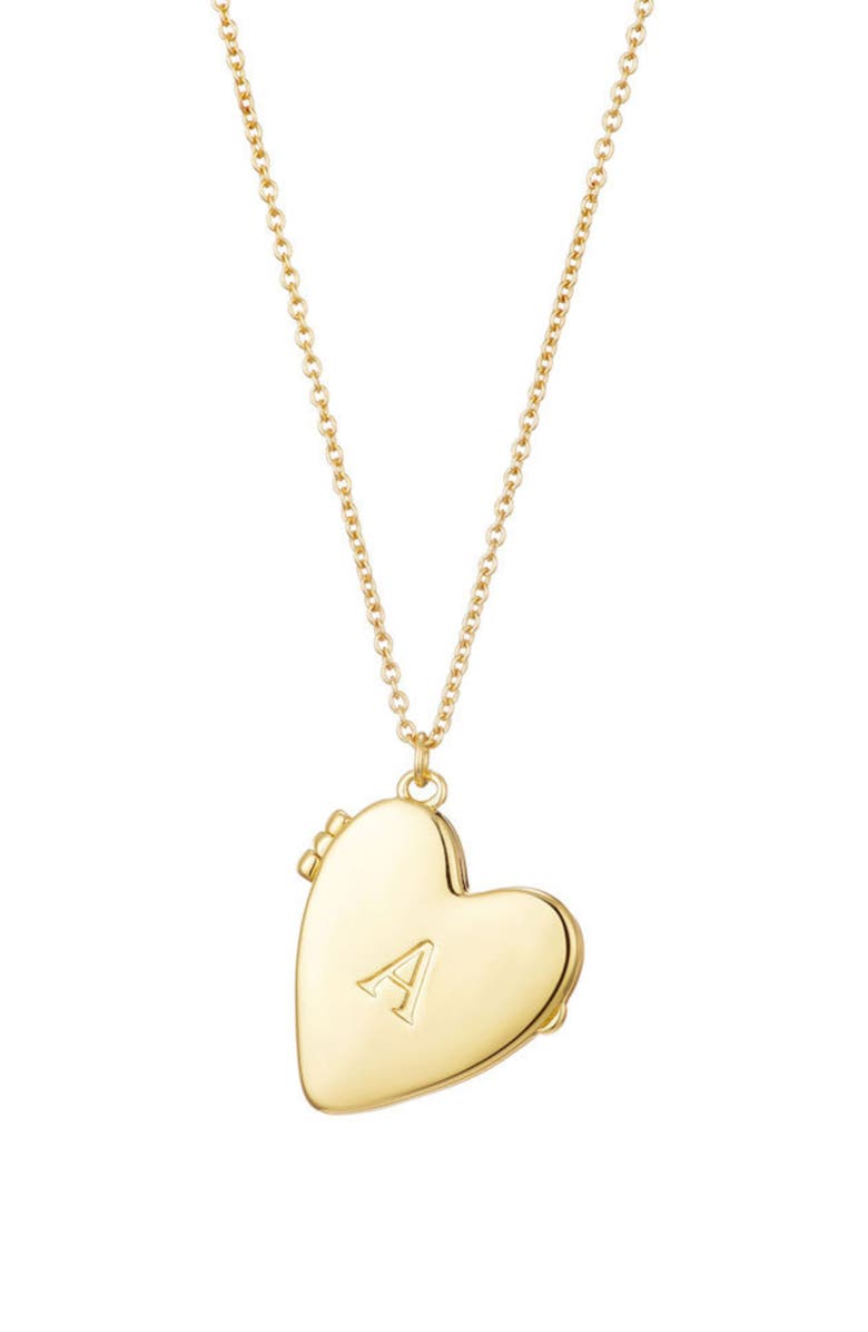 Adornia Initial Heart Locket Pendant Necklace, Main, color, Gold-A