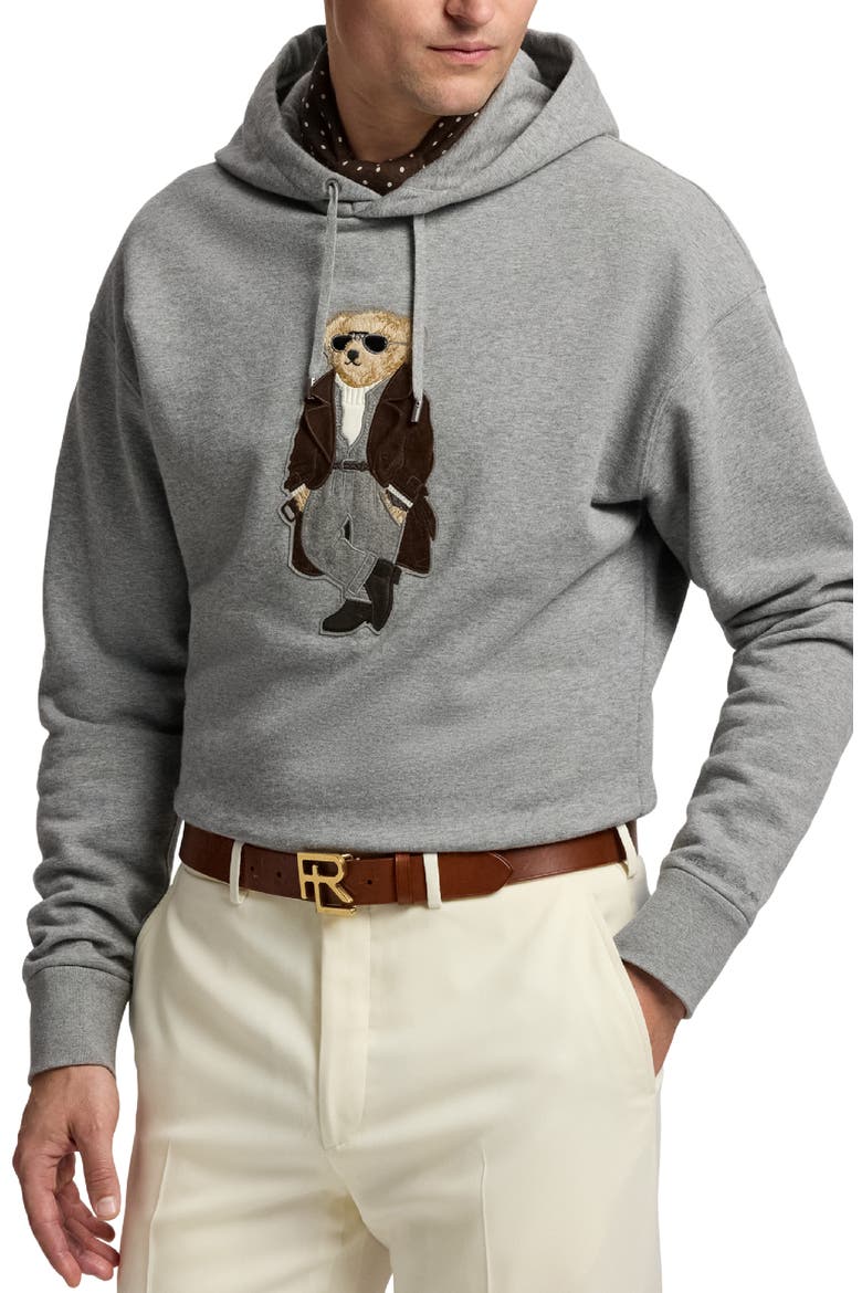 Felpa Bear Appliqué Cotton & Cashmere Hoodie, Main, color, CLASSIC LIGHT GREY MELANGE