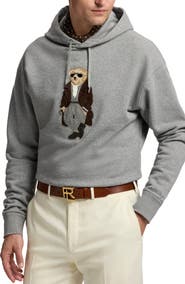 Ralph Lauren Purple Label Felpa Bear Appliqué Cotton & Cashmere Hoodie