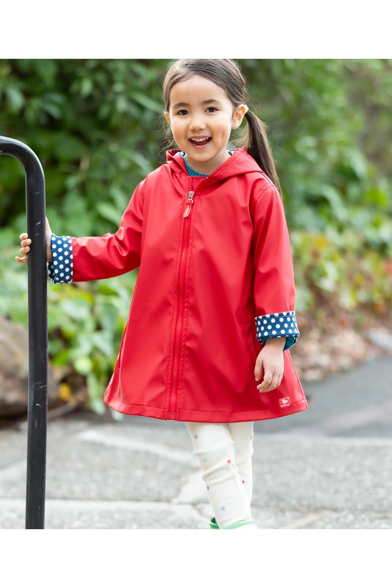 Hooded A-Line Raincoat, Alternate, color, Lollipop Red