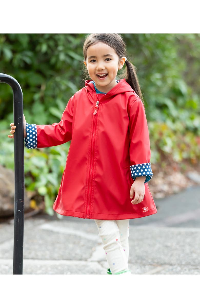 Widgeon Hooded A-Line Raincoat, Alternate, color, Lollipop Red