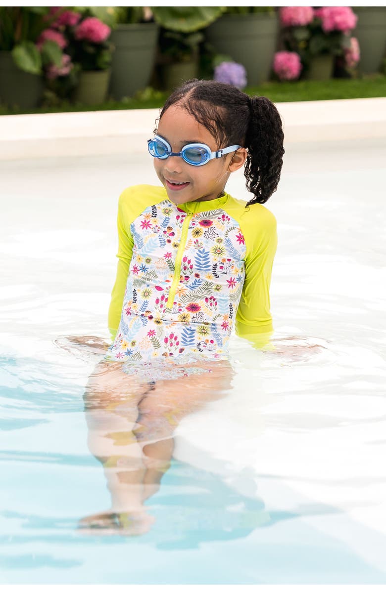 Splash About Girls Rashguard Bathing Suit, Alternate, color, Jungle Lime