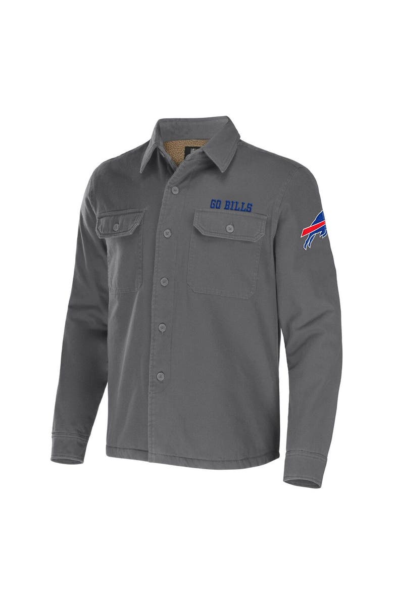 NFL X DARIUS RUCKER Men's NFL x Darius Rucker Collection by Fanatics Gray Buffalo Bills Canvas Button-Up Shirt Jacket, Alternate, color, Gray