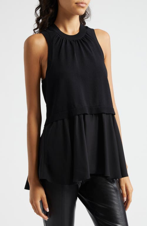 Cinq À Sept Tess Mixed Media Layered Top In Black