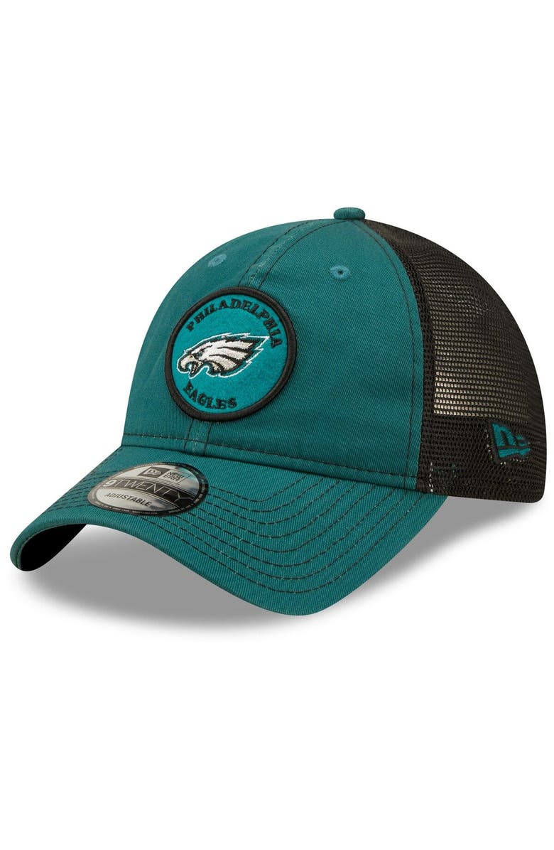 New Era Men's New Era Midnight Green/Black Philadelphia Eagles Circle 9TWENTY Trucker Snapback Hat, Main, color,